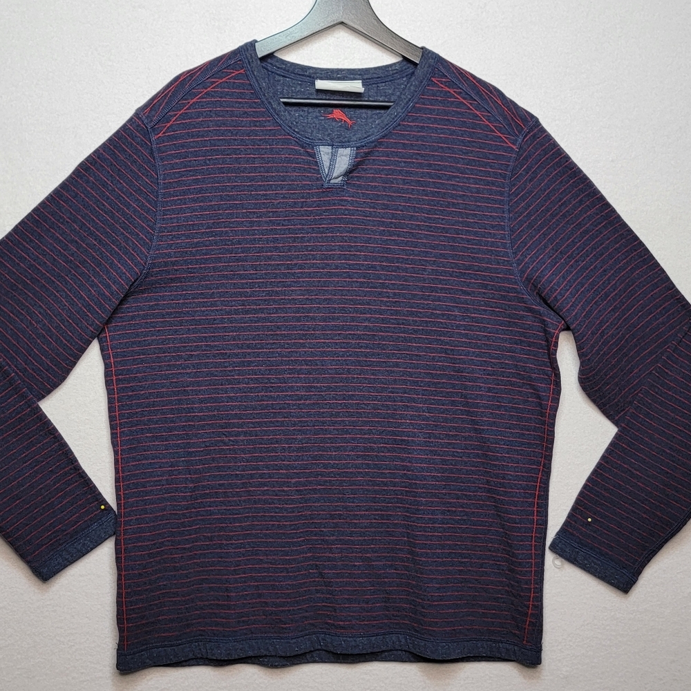 Tommy Bahama Men's REVERSIBLE Striped/Solid Shirt- SIZE‎ XL